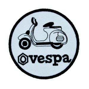 Vespa Round Patch Embroidered Iron On Applique Moped Scooter Motorcycles Biker